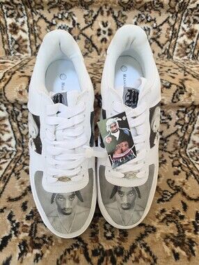 Vintage Tupac Shakur Makaveli Branded Sneakers, Size 12, NWT, Old Stock